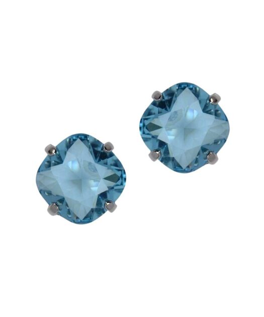 Pendientes azules pequeños de plata de primera ley