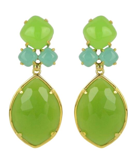 Pendientes azules y verdes con un baño de oro amarillo
