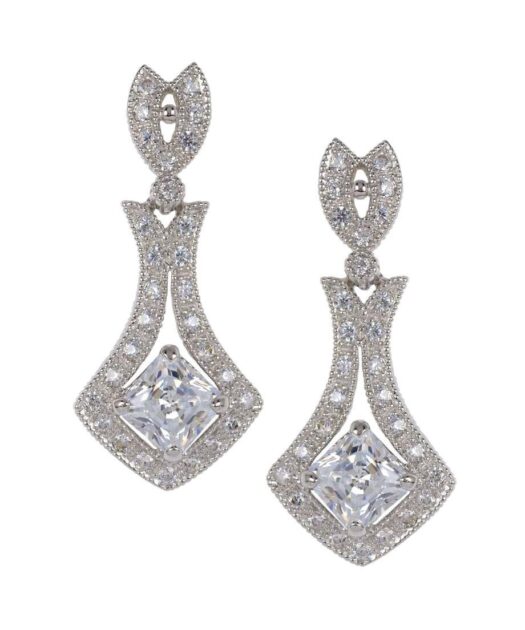 Pendientes boda con cristales Swarovski de plata bañada en rodio