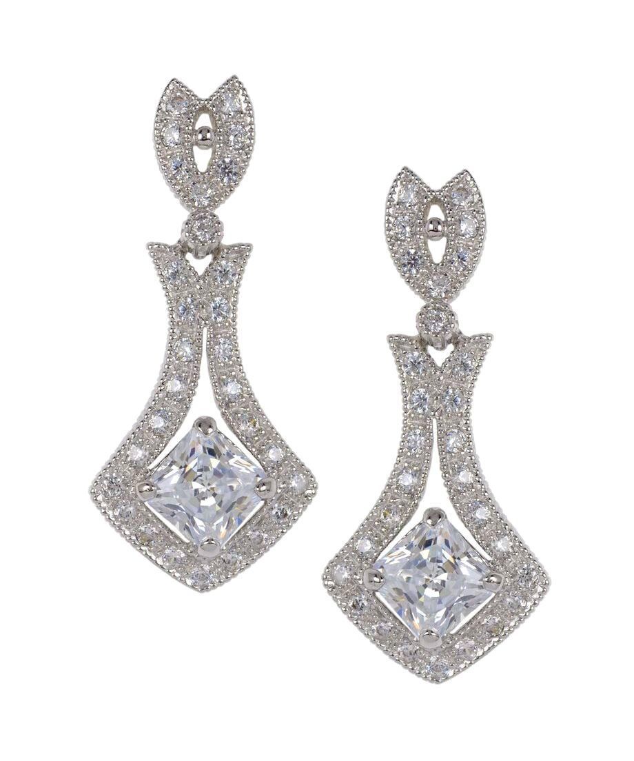 Pendientes boda con cristales Swarovski de plata bañada en rodio Pendientes boda con cristales Swarovski de plata bañada en rodio