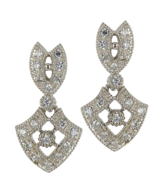 Pendientes boda pequeños de plata de ley bañada en rodio con Swarovski Elements