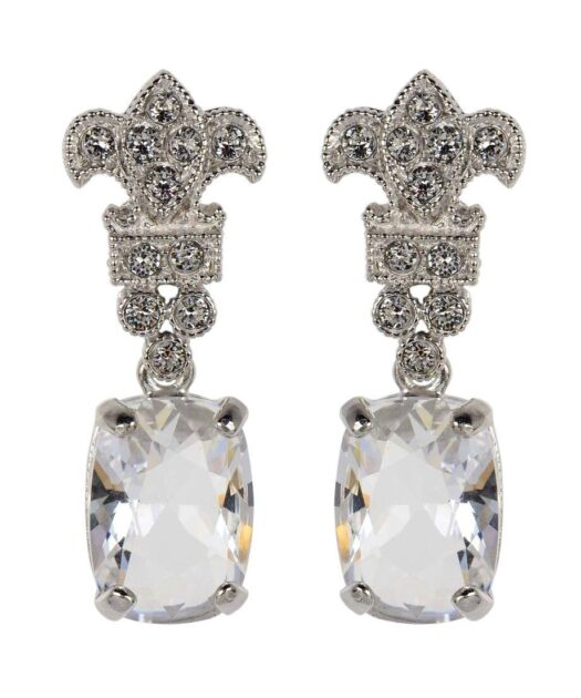 Pendientes brillantes de novia con Swarovski Elements en plata rodinada