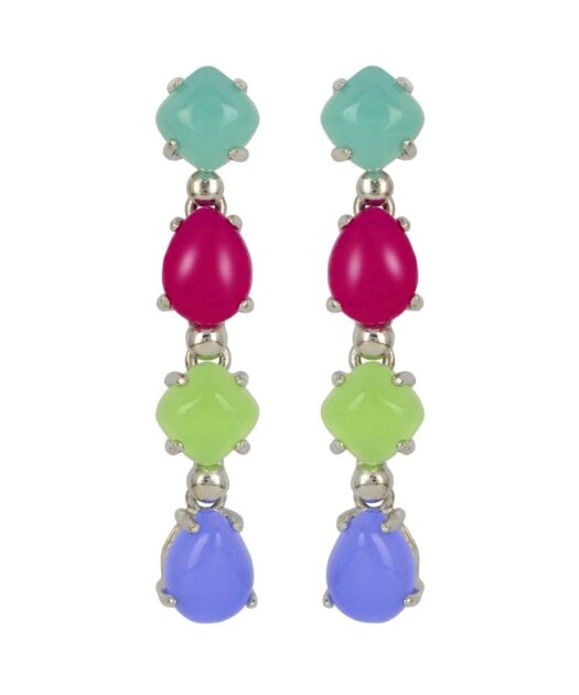 Pendientes Alegría con cuatro Swarovski Elements acabado mate multicolor de plata de primera ley rodinada