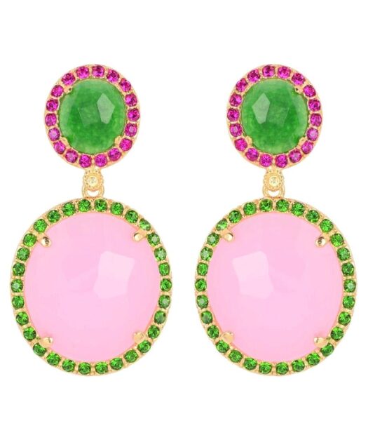 Pendientes con dos piedras y cristales Swarovski