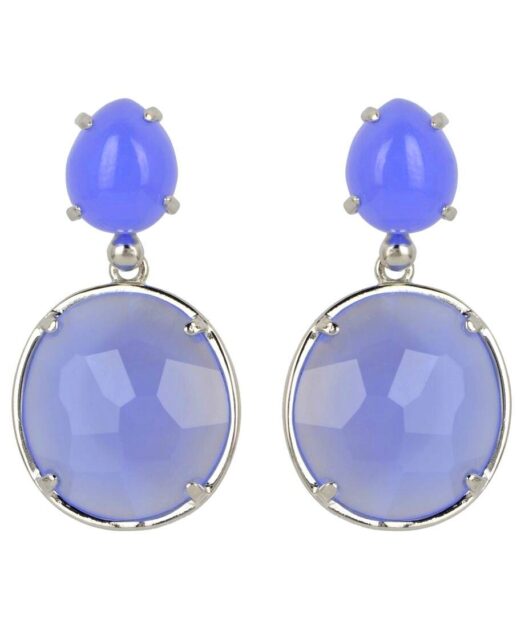 Pendientes articulados Alegría con dos cristales Swarovski mate en tonos malvas de plata de primera ley rodinada