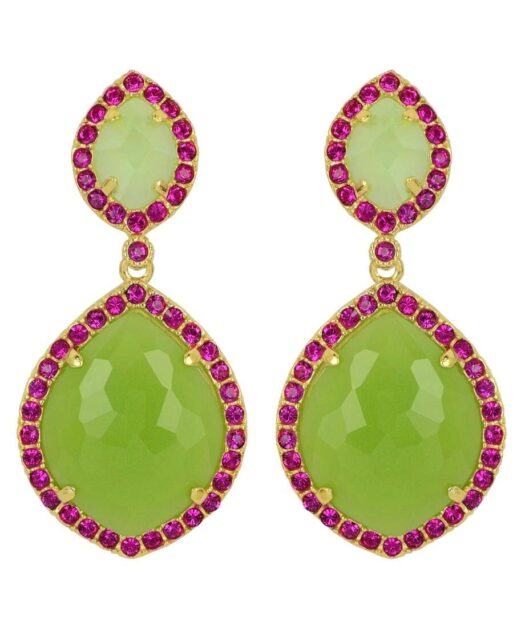 Pendientes con piedras de color verde y cristales Swarovski