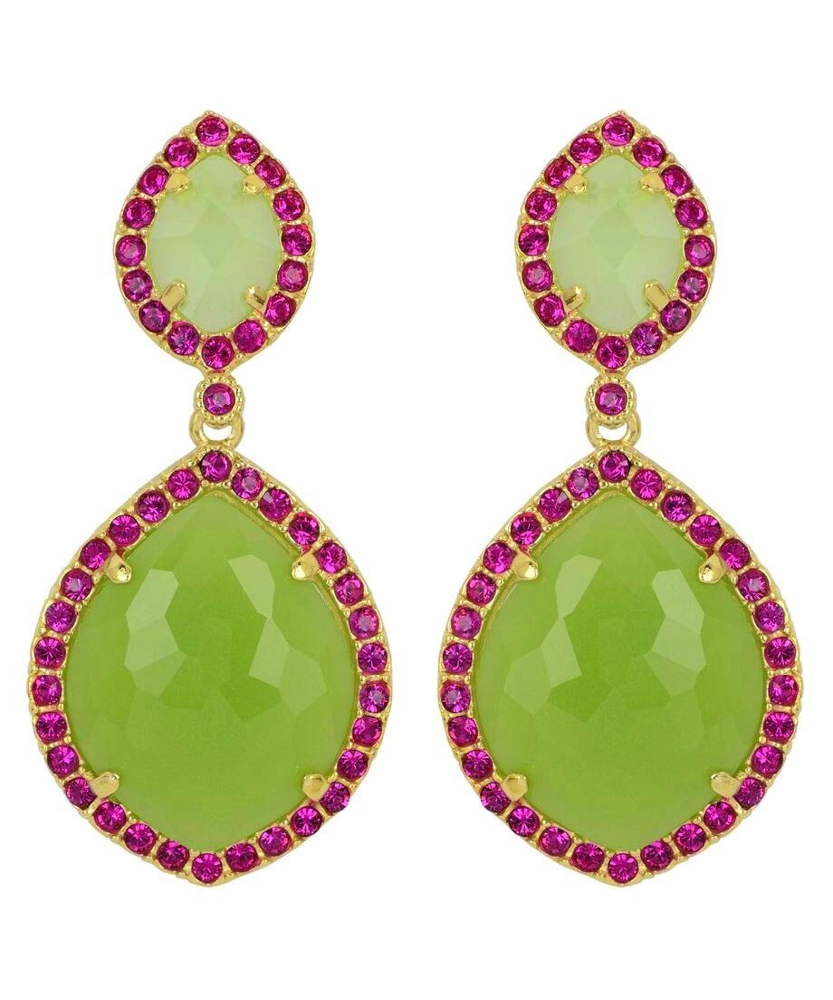 Pendientes con piedras de color verde y cristales Swarovski