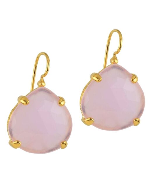 Pendientes con una piedra rosa en forma de pera.