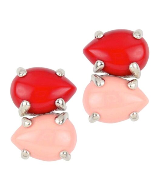 Pendientes coral rosa y rojo en plata de ley rodinada