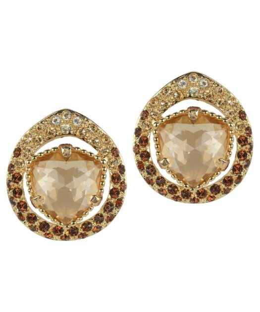 Pendientes cortos fiesta dorados de plata de ley con cristales Swarovski