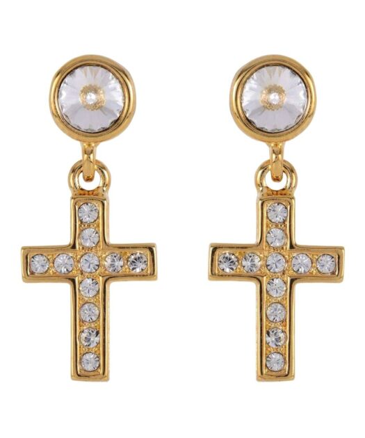 Pendientes cruces plata de ley con un baño de oro amarillo 18 K