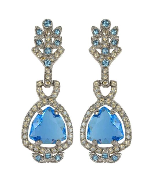 Pendientes de boda azules con cristales Swarovski en plata de ley rodinada