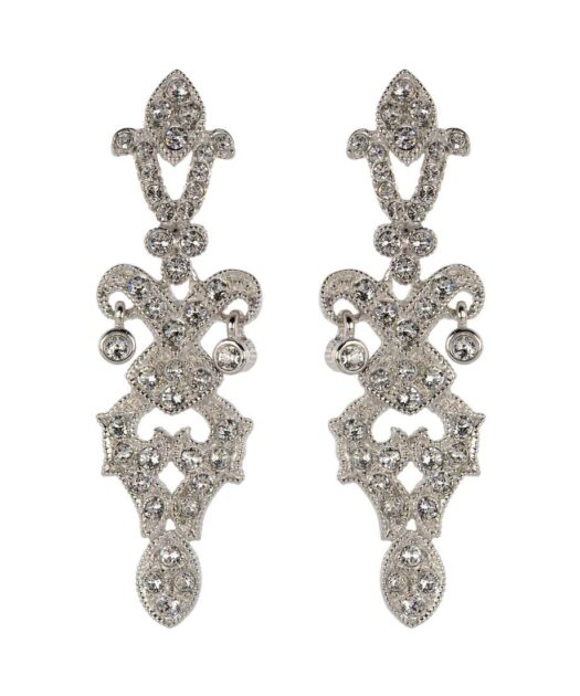 Pendientes de boda con cristales brillantes de plata bañada en rodio