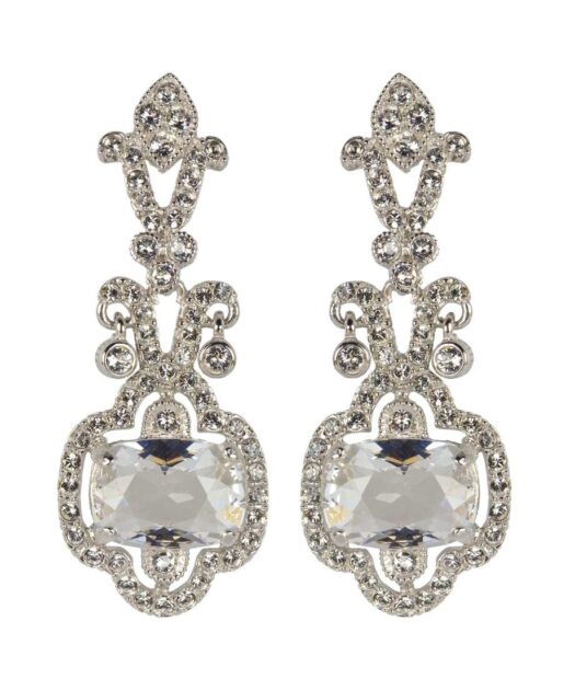 Pendientes de boda princesa en plata rodinada con cristales Swarovski
