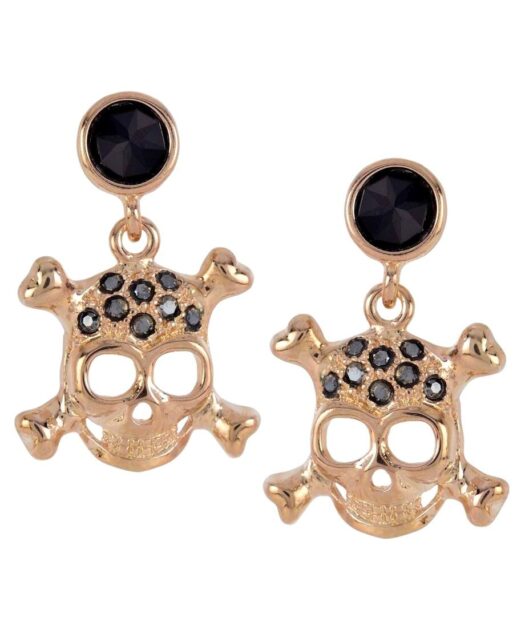 Pendientes de calaveras articulados de plata con un baño de oro rosa