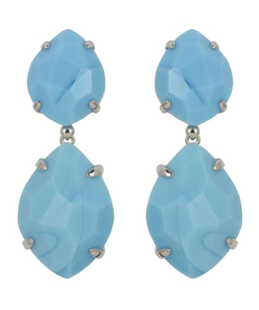 Pendientes largos Alegría con dos Swarovski Elements mate azules de plata de primera ley rodinada