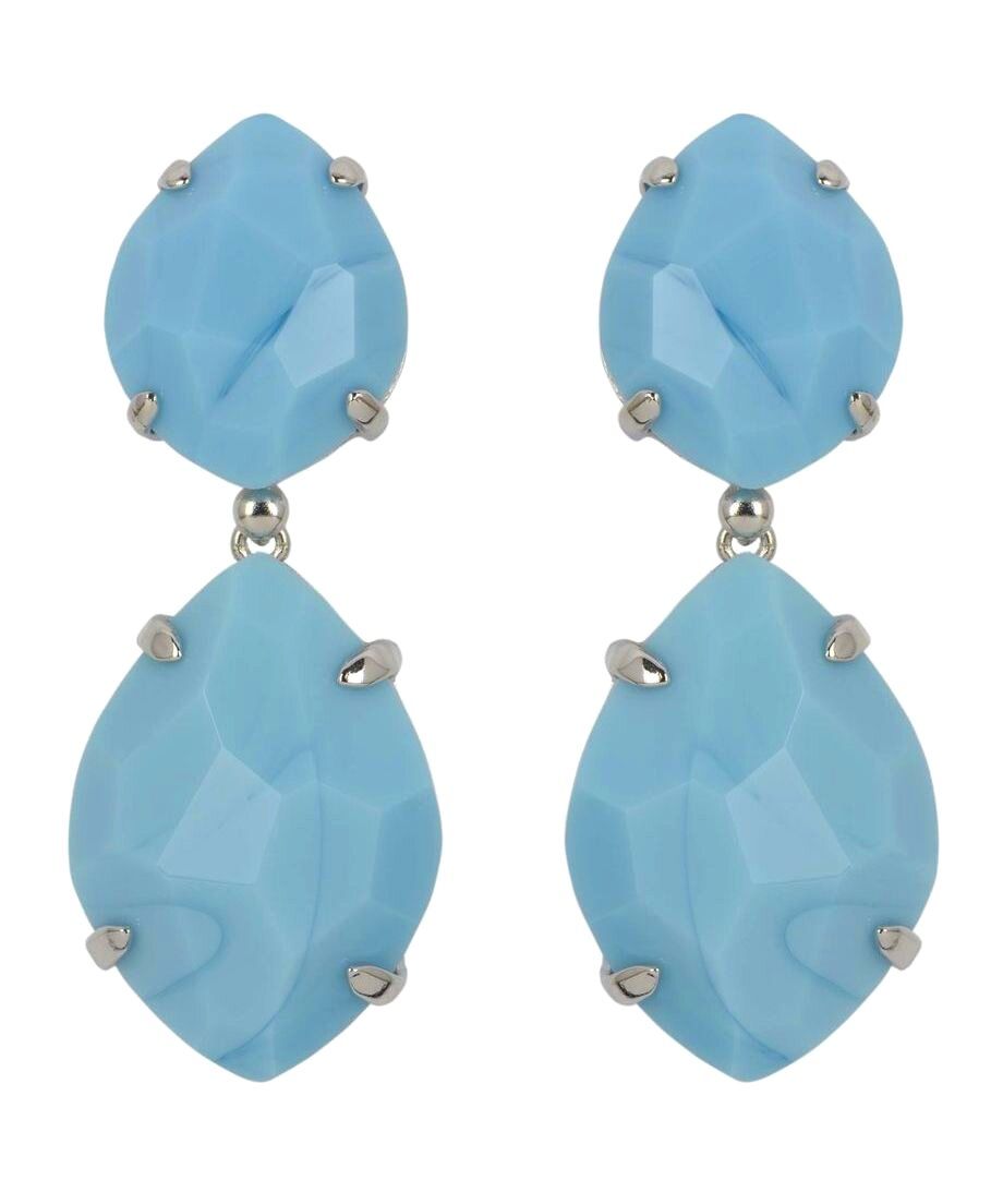 Pendientes largos Alegría con dos Swarovski Elements mate azules de plata de primera ley rodinada