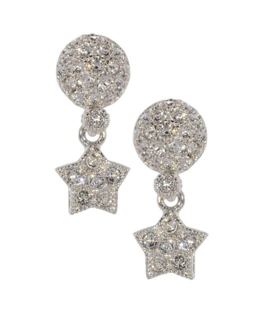 Pendientes de colgar con una estrella en plata rodinada con Swarovski Elements