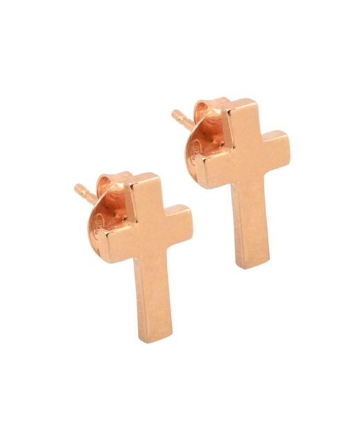 Pendientes de cruces rosas fabricados en plata de ley
