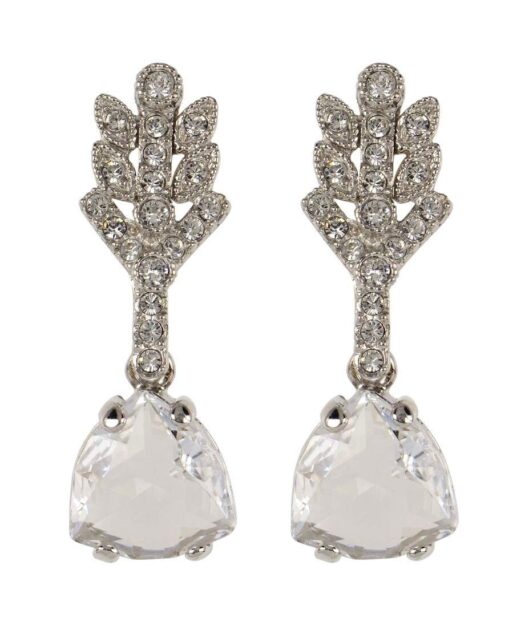 Pendientes de espiga brillante en plata de ley rodinada con Swarovski Elements