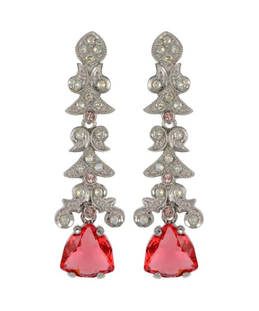 Pendientes de novia rosas y blancos en plata rodinada con Swarovski Elements