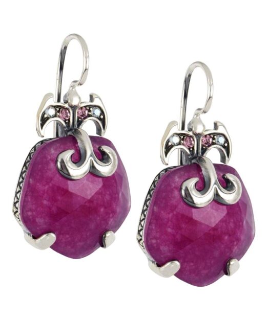 Pendientes de piedra morada fabricados en plata de ley