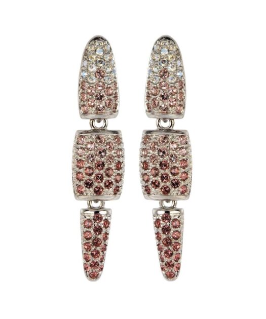 Pendientes de plata con cristales marrones Swarovski y cierre presión