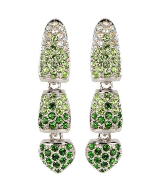 Pendientes de plata con cristales verdes Swarovski y cierres de presión