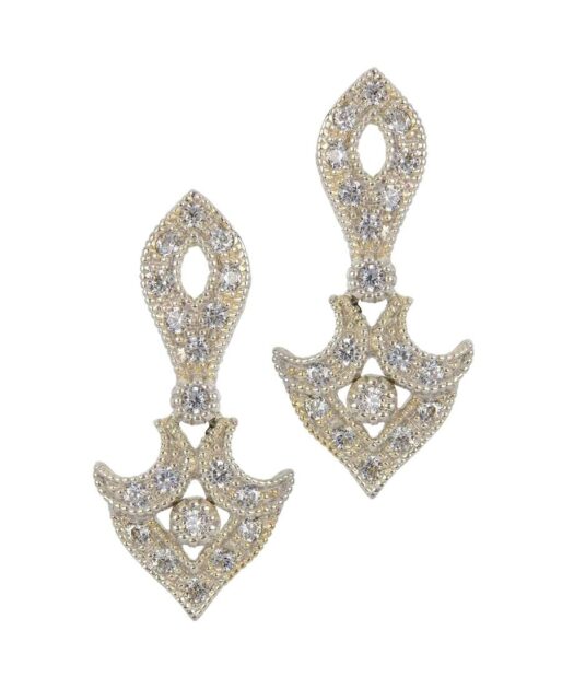 Pendientes de plata rodinada para novia con cristales Swarovski de talla cúbica