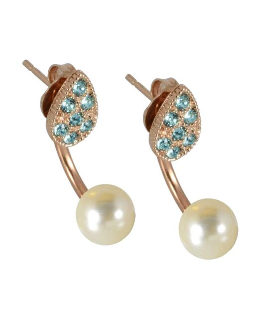 Pendientes dobles oro rosa de plata de ley