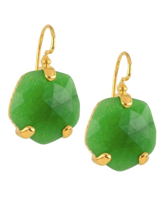 Pendientes dorados y verdes de plata de primera ley