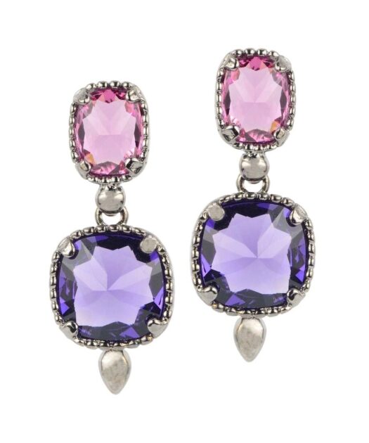 Pendientes dos cristales Swarovski de plata de ley con un baño de rodio