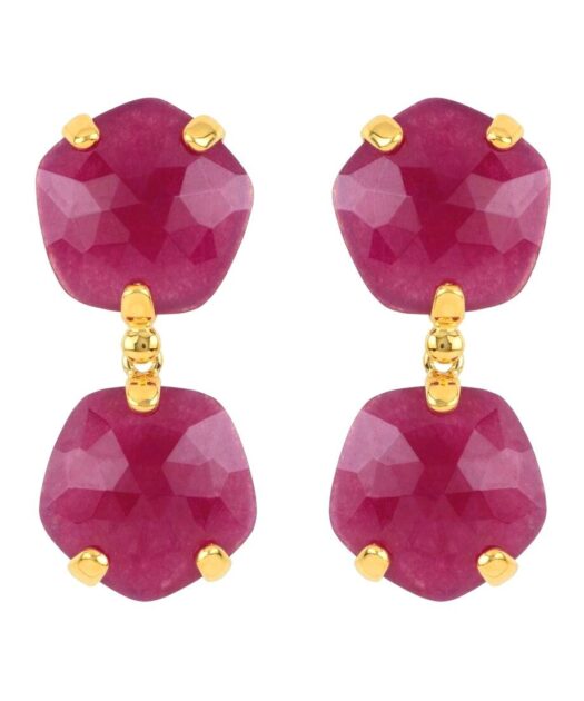 Pendientes en color morado con piedras naturales