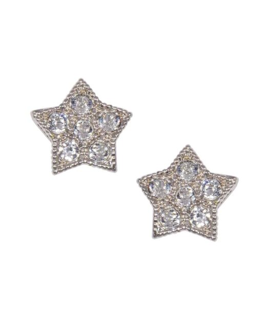 Pendientes estrella brillantes de plata de primera ley rodinada