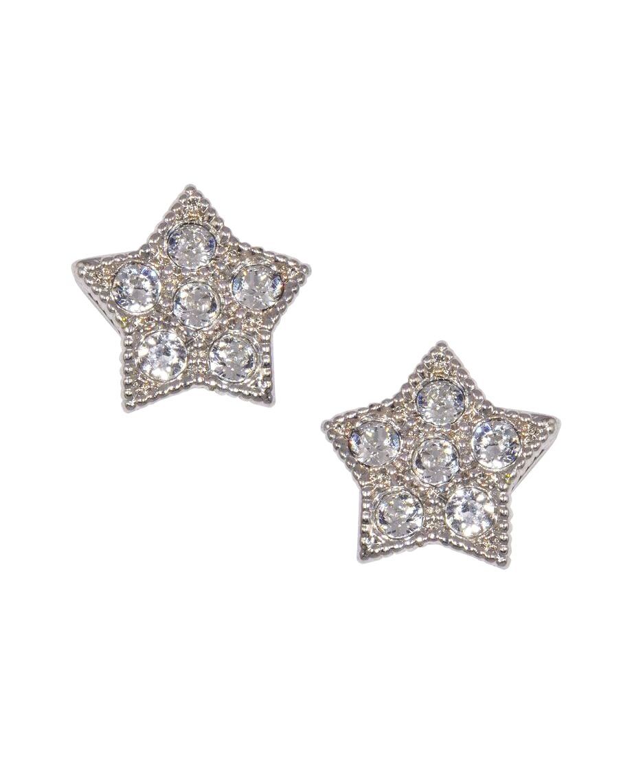 Pendientes estrella brillantes de plata de primera ley rodinada