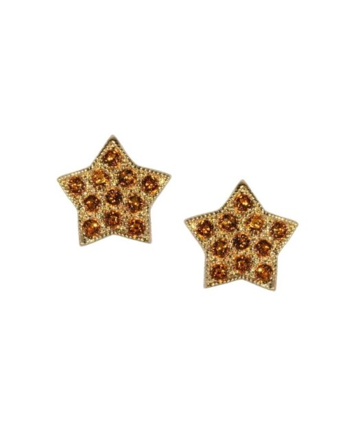 Pendientes estrella oro amarillo de plata de ley con cristales Swarovski marrones