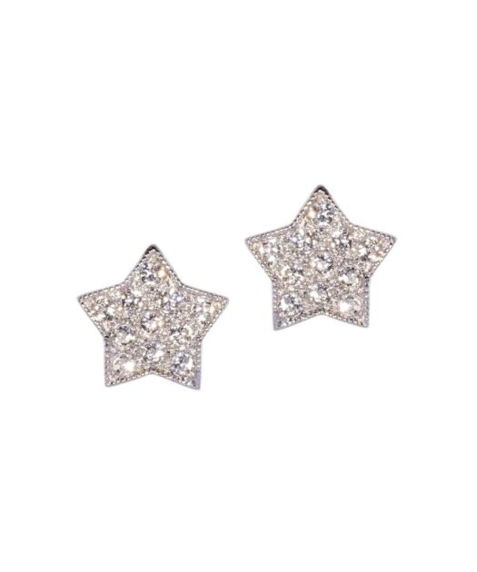 Pendientes estrellas brillantes de plata rodinada con Swarovski Elements