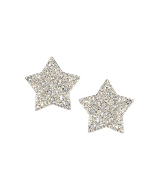 Pendientes estrellas Swarovski de plata de ley rodinada con cierre de presión