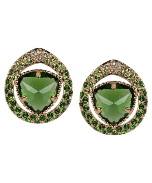 Pendientes fiesta cortos de color verde en plata de ley con Swarovski Elements