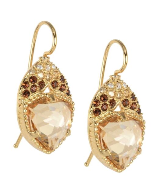 Pendientes fiesta de colgar en plata dorada con cristales Swarovski