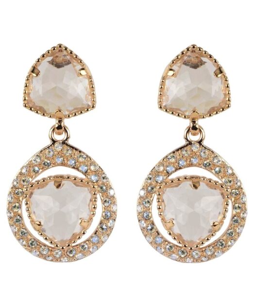 Pendientes fiesta plata dorada con cristales Swarovski