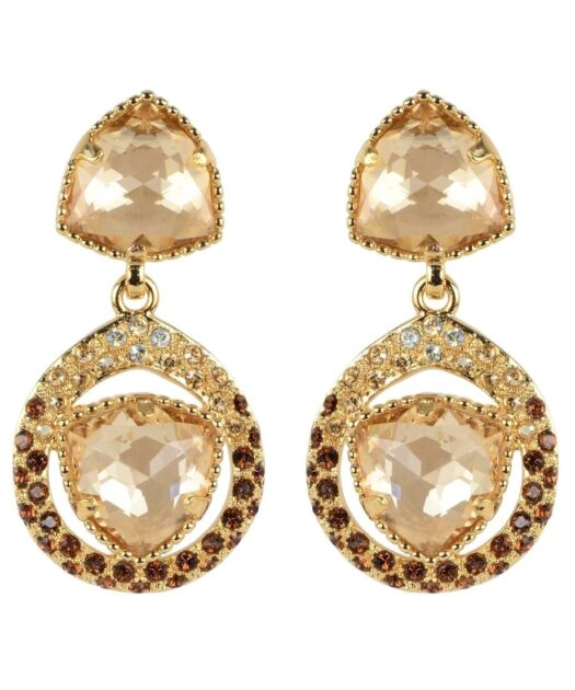 Pendientes fiesta Swarovski Elements dorados de plata de ley