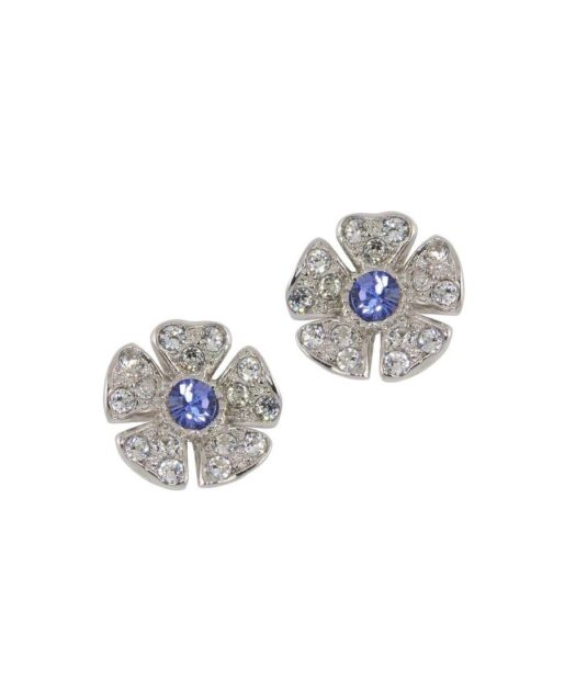 Pendientes flor circonitas fabricados en plata de ley con un baño de rodio