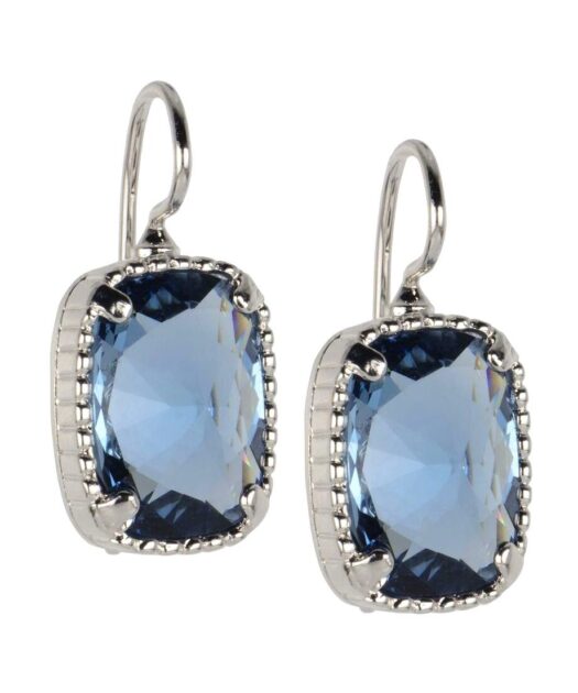 Pendientes gancho azules de plata de primera ley rodinada
