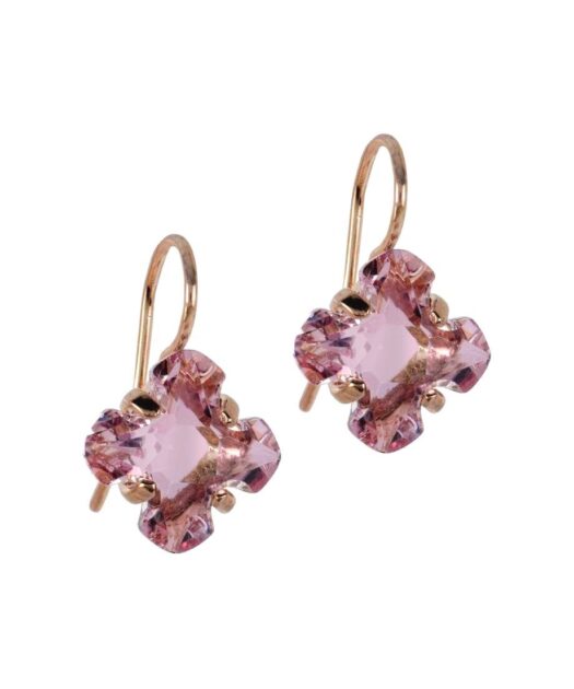 Pendientes gancho fetiches con un Swarovski Element malva en plata