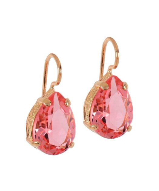 Pendientes gancho fetiches rosas de plata de ley bañada en oro rosa
