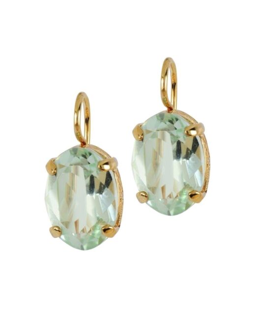 Pendientes gancho fetiches verdes Swarovski Elements de plata dorada