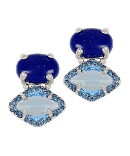 Pendientes lapislázuli con Swarovski Elements azules de plata rodinada