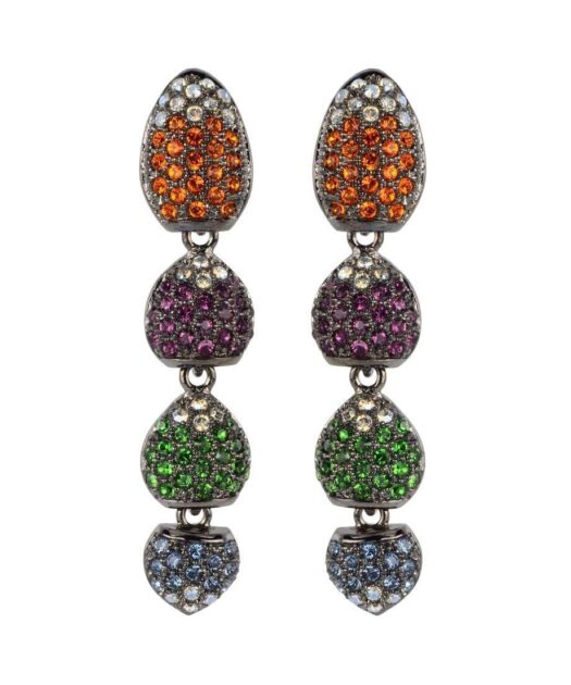 Pendientes largos acabado rutenio de plata con Swarovski Elements