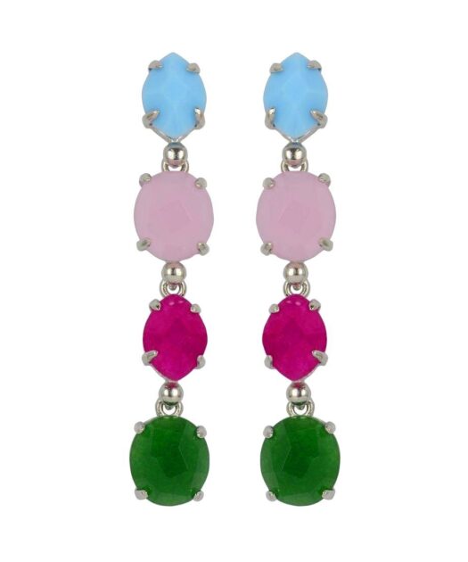 Pendientes Alegría con cuatro Swarovski Elements multicolor de plata de primera ley rodinada